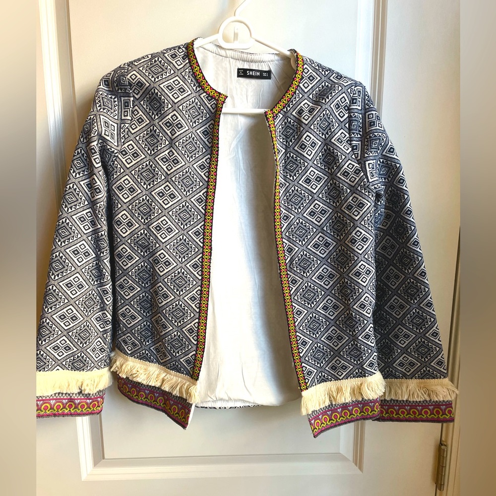 SHEIN Colorful Frayed Blazer